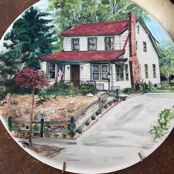. Vintage 1971 Weems, VA Hand Painted Plate - Homestead House Scene #4347 171th - Picture 2 of 7